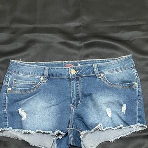 Classic Blue Distressed Jean Shorts